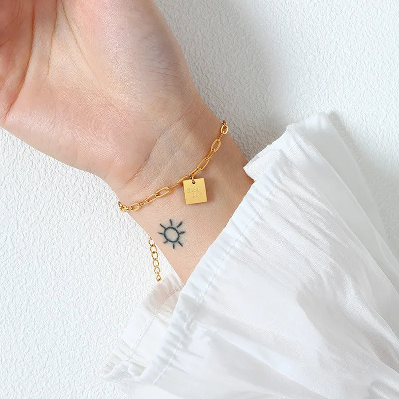 Good Luck Charms Chain Bracelet for Women Titanium Stainless Steel Jewelry
