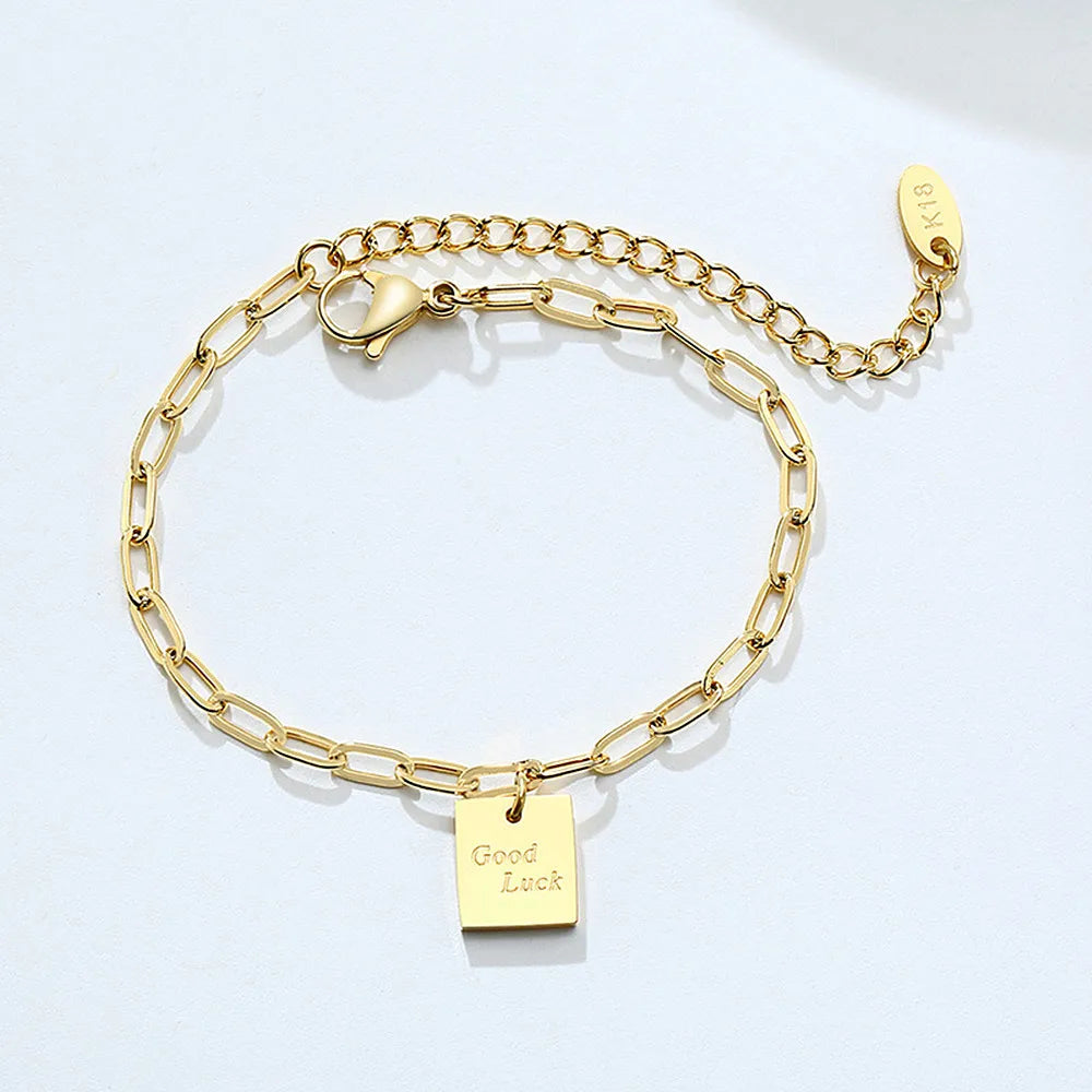 Good Luck Charms Chain Bracelet for Women Titanium Stainless Steel Jewelry