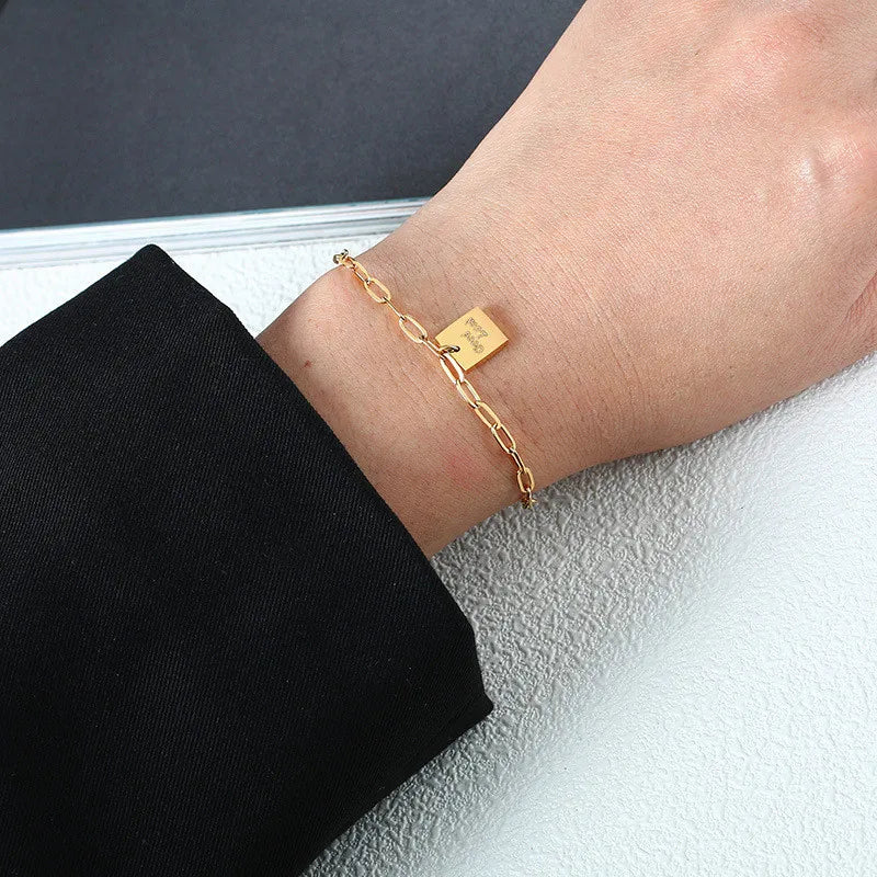 Good Luck Charms Chain Bracelet for Women Titanium Stainless Steel Jewelry
