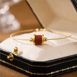 South Red Lucky Beads Bracelet Silver Plated Agate Stone Hand Jewelry
