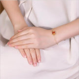 South Red Lucky Beads Bracelet Silver Plated Agate Stone Hand Jewelry