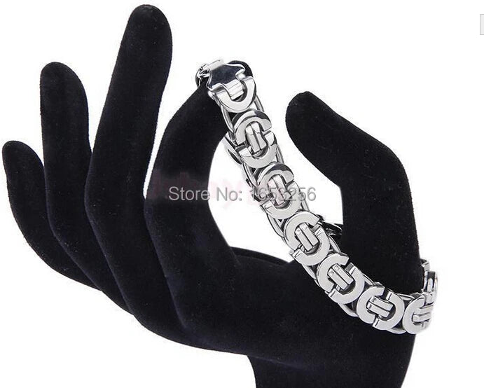 5pcs Stainless Steel Flat Byzantine Chain Link Bracelet For Women 8.66''