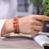 6 MM Colorful Fukurokuju Jades Stone Round Bead Bracelet Long Necklace
