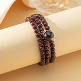 6MM Natural Stone Garnet Round Bead Yaga Bracelet For Women
