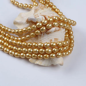 7-8mm Golden Freshwater Rice Pearl Loose String