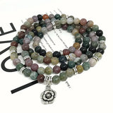 Women Bracelet Agates 6mm Beads Stone Flower Charm Bracelet Round Bead