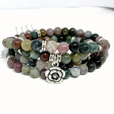 Women Bracelet Agates 6mm Beads Stone Flower Charm Bracelet Round Bead