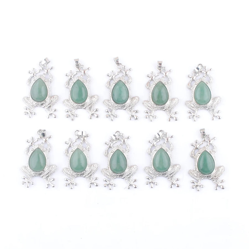 Aventurine Frog Shape Pendant Natural Stone Charm