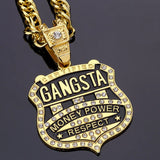 Big GANGSTA Pendant Necklace Men Ice Out Hip Hop Cuban Chain Hiphop