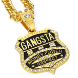 Big GANGSTA Pendant Necklace Men Ice Out Hip Hop Cuban Chain Hiphop
