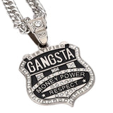 Big GANGSTA Pendant Necklace Men Ice Out Hip Hop Cuban Chain Hiphop