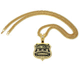 Big GANGSTA Pendant Necklace Men Ice Out Hip Hop Cuban Chain Hiphop