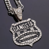 Big GANGSTA Pendant Necklace Men Ice Out Hip Hop Cuban Chain Hiphop