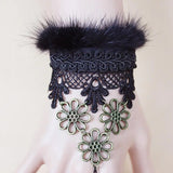 Lace and Flower Hand Bracelet with Metals