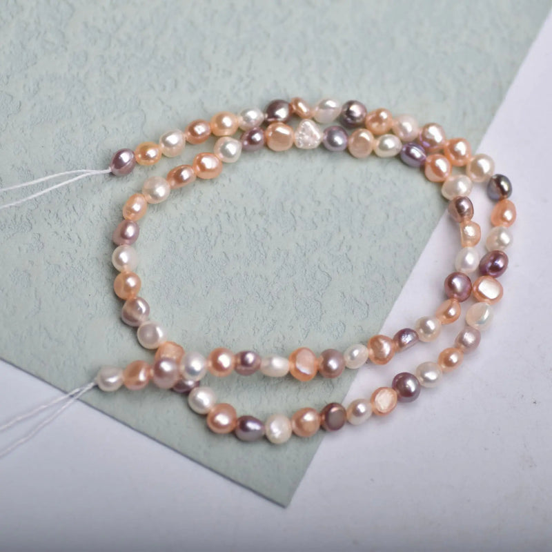 Mini 4-5mm Baroque Pearl Necklace with Light Side Holes