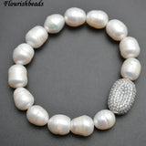 Pearl Beads CZ Charm Bracelet Elegant Party Jewelry