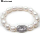 Pearl Beads CZ Charm Bracelet Elegant Party Jewelry