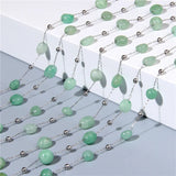 Natural Stone Beads Stainless Steel Chain Green Aventurine Bracelet for Women