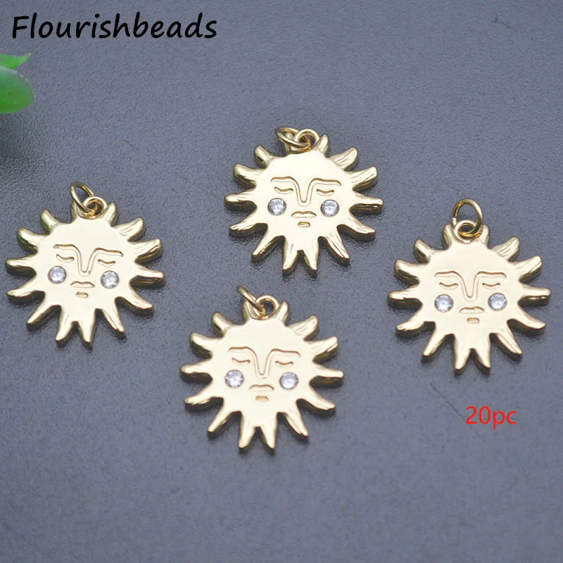 CZ Pave Sun Sunflower Charms for Jewelry Making 20pc