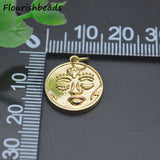 18k Plated Round Face Charms Pendants for Earring Necklace Bracelet Making