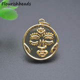 18k Plated Round Face Charms Pendants for Earring Necklace Bracelet Making