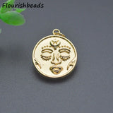 18k Plated Round Face Charms Pendants for Earring Necklace Bracelet Making