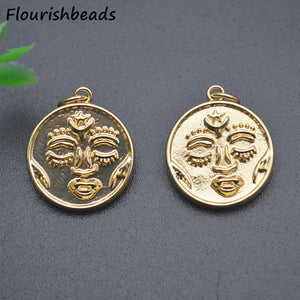 18k Plated Round Face Charms Pendants for Earring Necklace Bracelet Making