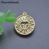 18k Plated Round Flower Charms Pendants for Jewelry Making