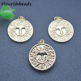 18k Plated Round Flower Charms Pendants for Jewelry Making