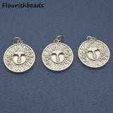 18k Plated Round Flower Charms Pendants for Jewelry Making