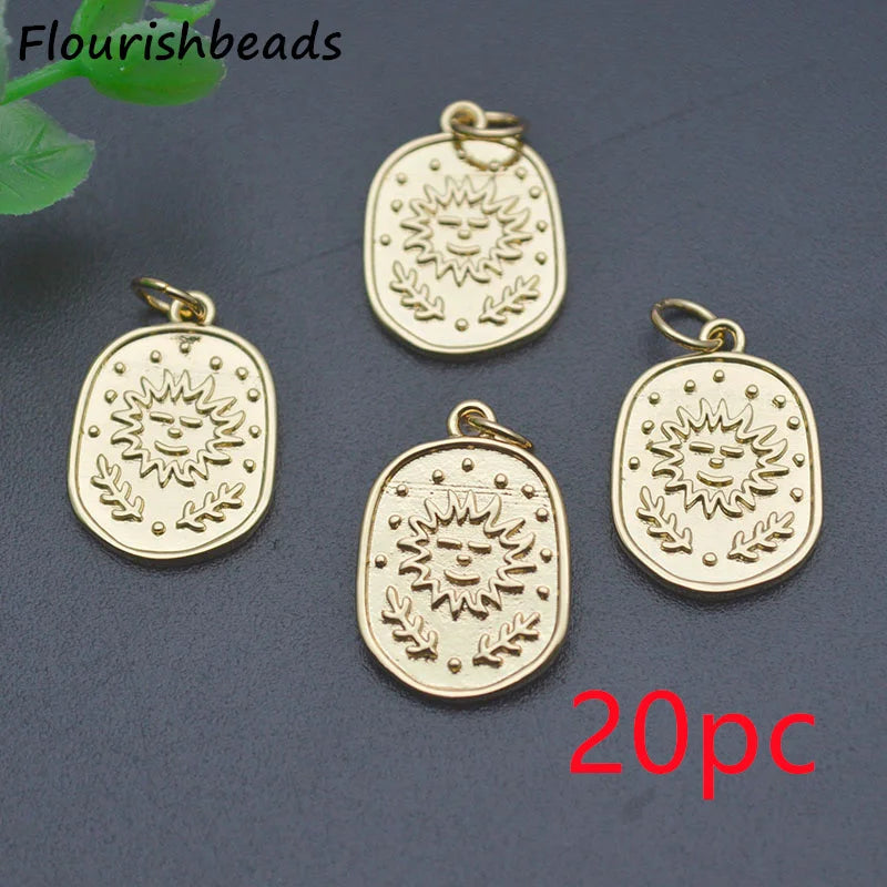 18k Plated Flower Face Charms for Jewelry Making Set