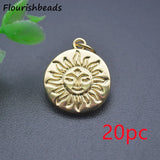 18k Plated Sun Face Charms for Jewelry Making 20pc