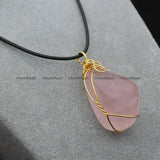 Rose Quartz Irregular Pendant Healing Gemstone Necklace