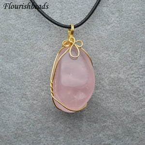 Rose Quartz Irregular Pendant Healing Gemstone Necklace