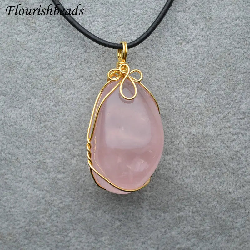 Rose Quartz Irregular Pendant Healing Gemstone Necklace