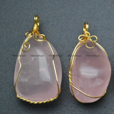 Rose Quartz Irregular Pendant Healing Gemstone Necklace
