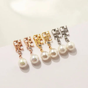 Chic Stainless Steel Letter Shell Pearl Earrings