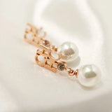 Chic Stainless Steel Letter Shell Pearl Earrings