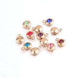Stainless Steel Birthstone Charms 12pcs DIY Birthday Stones 6.5mm