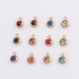 Stainless Steel Birthstone Charms 12pcs DIY Birthday Stones 6.5mm