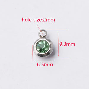 Stainless Steel Birthstone Charms 12pcs DIY Birthday Stones 6.5mm