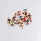 Stainless Steel Birthstone Charms 12pcs DIY Birthday Stones 6.5mm