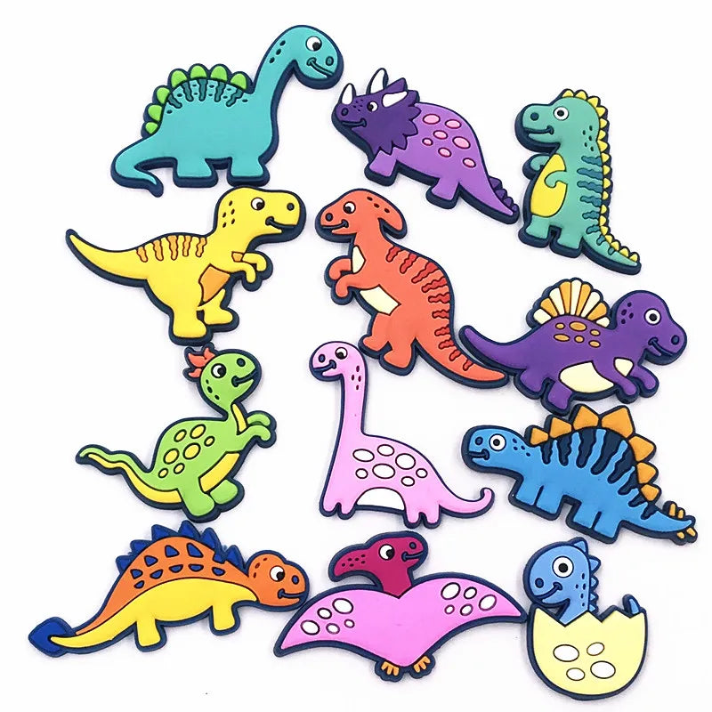 100PCS Mix Dinosaur PVC Charms for DIY Boys Clothes Shoes Scrapbook