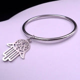 Stainless Steel Hamsa Hand Bangle Bracelet 2.68''