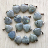 Labradorite Stone Thick Heart Pendants 20mm 25pcs/Lot