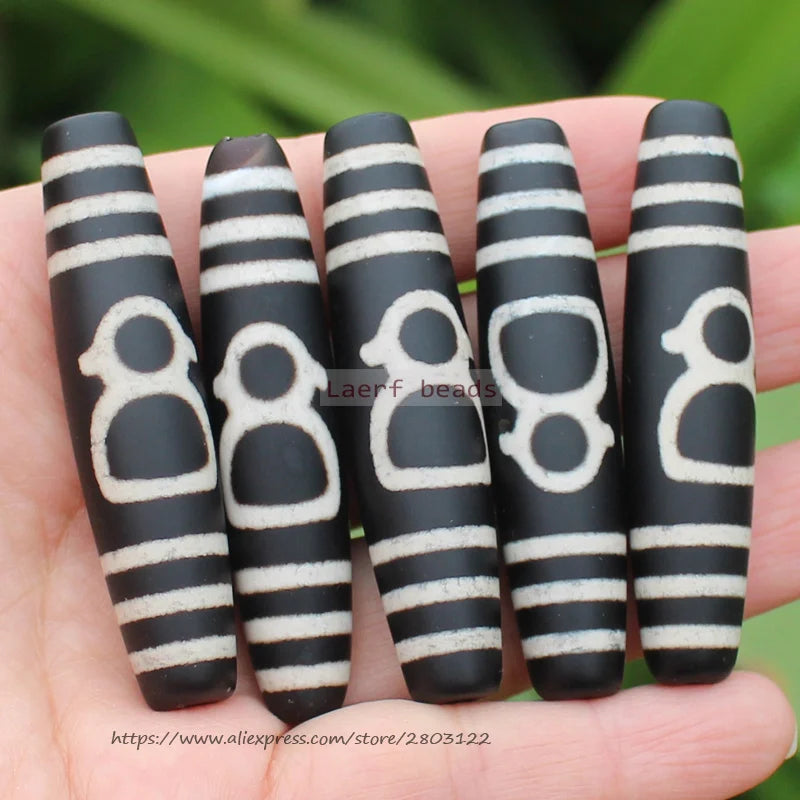 57mm Tibet Dzi Agate Beads Lucky Symbol Amulet DIY Jewelry Making