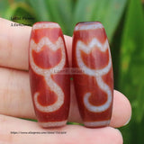 Ancient Tibet Dzi Agate Beads Lucky Symbol Amulet