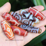 Ancient Tibet Dzi Agate Beads Lucky Symbol Amulet