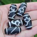 Ancient Tibet Dzi Agate Beads 13x28mm Lucky Symbol Amulet DIY Jewelry Making