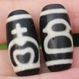 Ancient Tibet Dzi Agate Beads 13x28mm Lucky Symbol Amulet DIY Jewelry Making